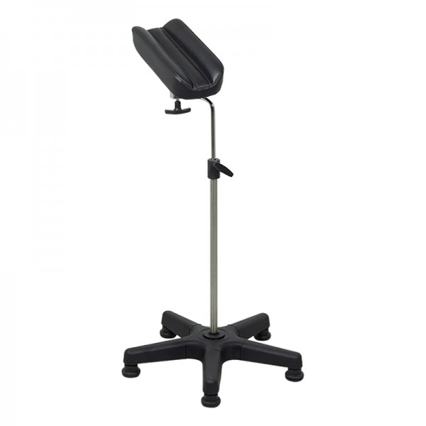 Armrest for blood extraction: made of chromed steel and adjustable in height